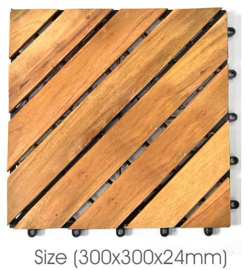Picture of Inter-Locking Wooden Deck Tiles, Water Resistant (Teak Wood, Brown, 1 Pc of 12" x 12" x 0.75", Covers 1 Sq. Ft.)