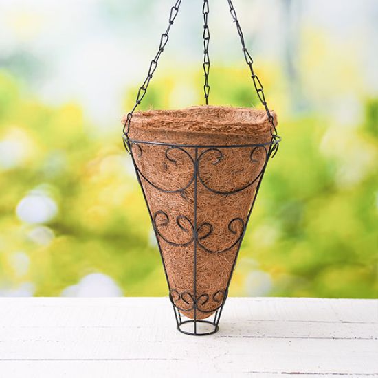 Picture of Conical Coir Basket with Stand & Metal Hanging - 9 inch