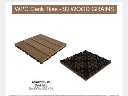 Picture of Inter-Locking Wooden Deck Tiles, Water Resistant (Teak Wood, Brown, 1 Pc of 12" x 12" x 0.75", Covers 1 Sq. Ft.)